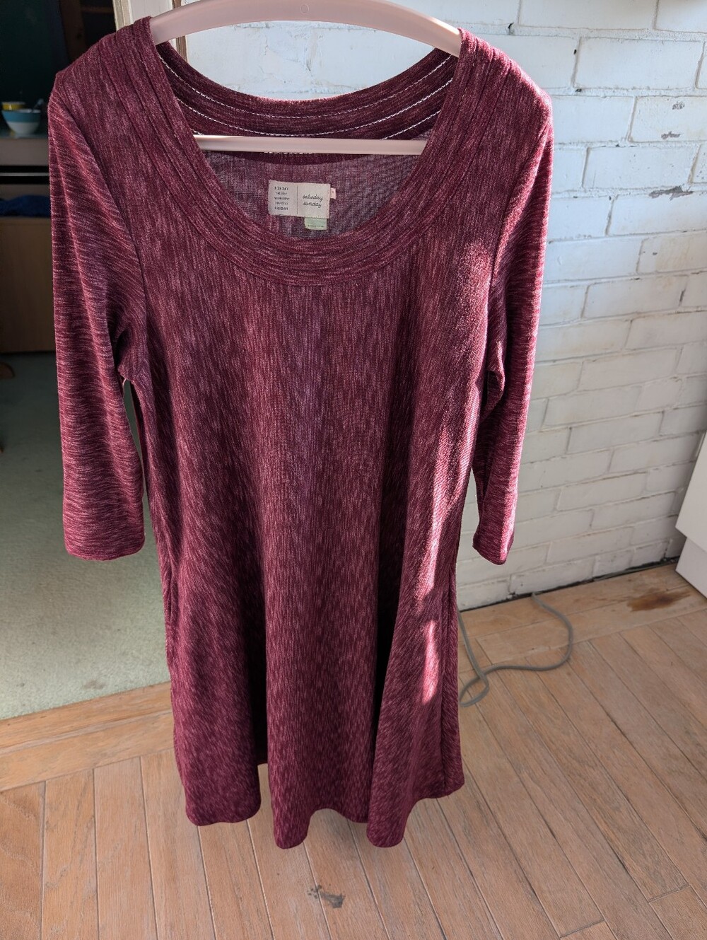 Anthropologie Burgundy Flare Dress With Scoop Neck And Side Pockets (Size M)